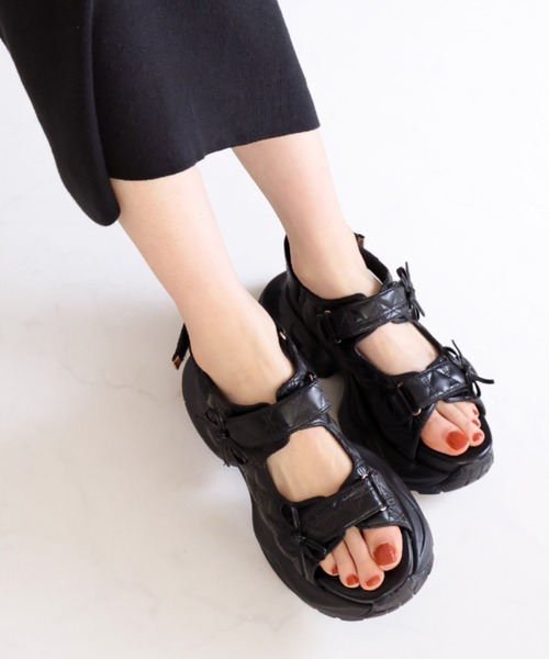 「VIVIAN」 フラットサンダル L ブラック レディース_画像3