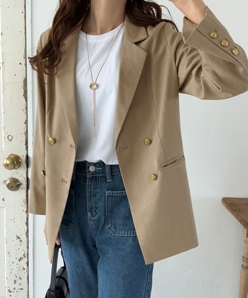 「LAUIR」 テーラードジャケット X-LARGE ライトベージュ レディース_画像2