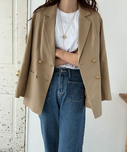 「LAUIR」 テーラードジャケット X-LARGE ライトベージュ レディース_画像5