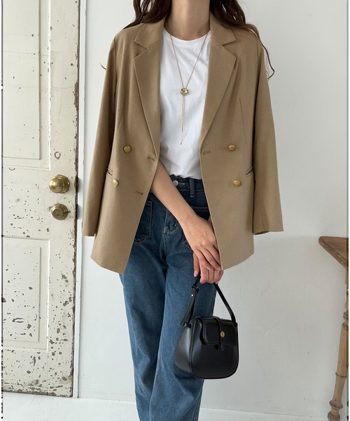 「LAUIR」 テーラードジャケット X-LARGE ライトベージュ レディース_画像6