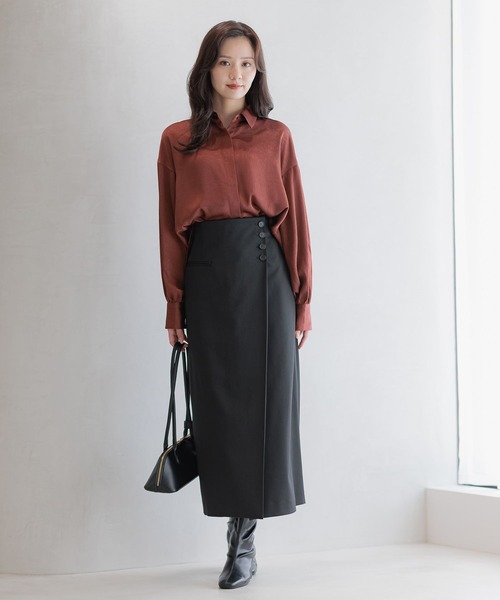 Andemiu（アンデミュウ） スカート ラップ風Iラインスカート589188