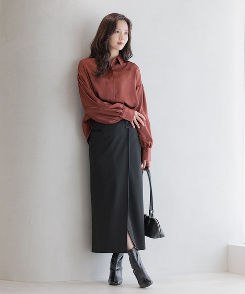 Andemiu（アンデミュウ） スカート ラップ風Iラインスカート589188