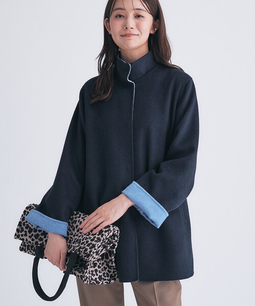 INDIVI（インディヴィ） コート アウター 「配色デザイン／ミドル丈