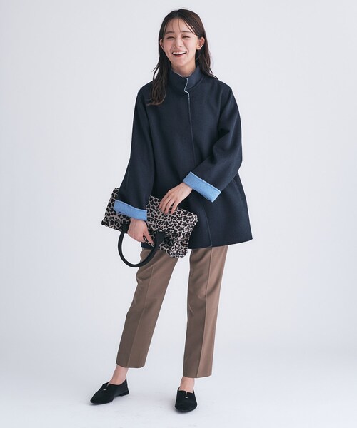 INDIVI（インディヴィ） コート アウター 「配色デザイン／ミドル丈