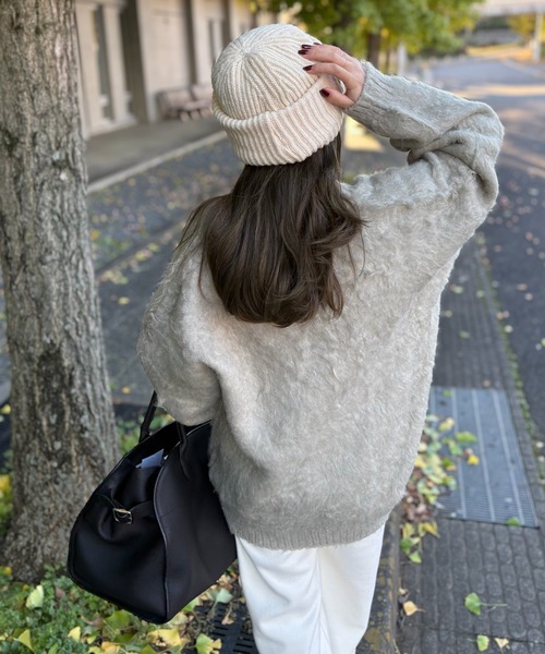 ニット セーター v neck shaggy oversize knit pullover /Vネック