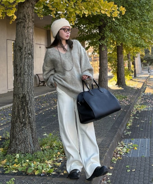 ニット セーター v neck shaggy oversize knit pullover /Vネック