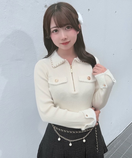 NOMAE（ノーマエ） ニット セーター チェーンカラーZIPニット