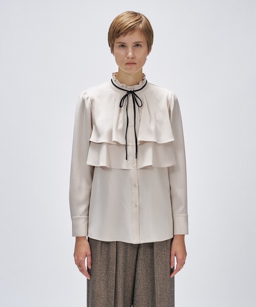 cloenc（クロエンス） ブラウス シャツ 「手洗い可」ベロアリボン