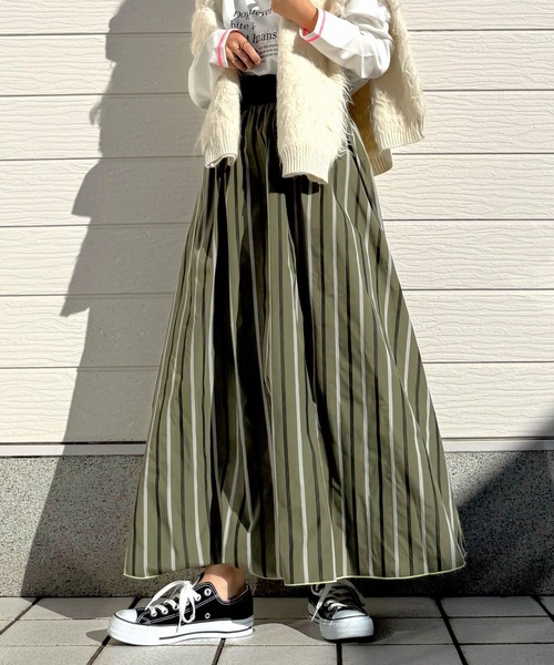 Q スカート メモリーマルチストライプスカート : ZOZOTOWN Yahoo!店