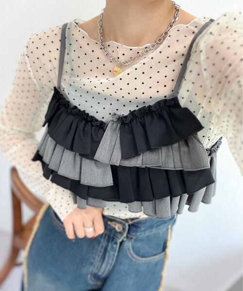 w closet（ダブルクローゼット） キャミソール ふりふりビスチェ