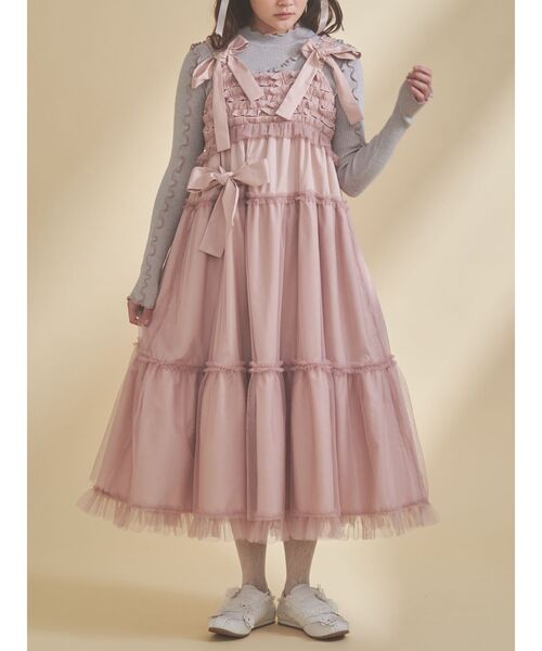 Merryjennyフリル付き花柄キャミワンピース ピンク merryjennyフリル