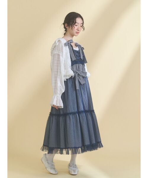 値下！美品♡大人気!!【merry jenny】水色チェックワンピース merry jenny（メリージェニー） ワンピース チュールリボンキャミ