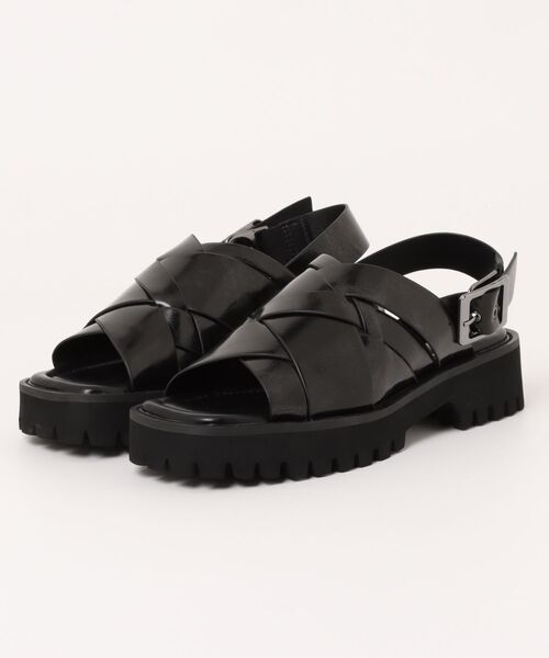 「JEANASIS」 フラットサンダル LARGE ブラック レディース_画像2