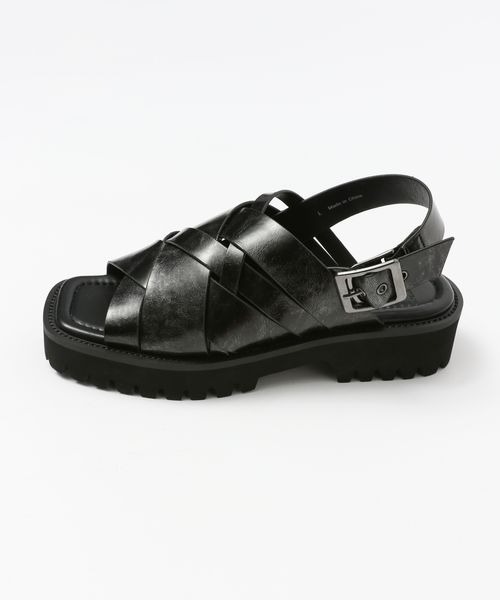 「JEANASIS」 フラットサンダル LARGE ブラック レディース_画像3