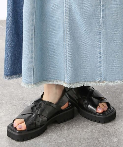「JEANASIS」 フラットサンダル LARGE ブラック レディース_画像8