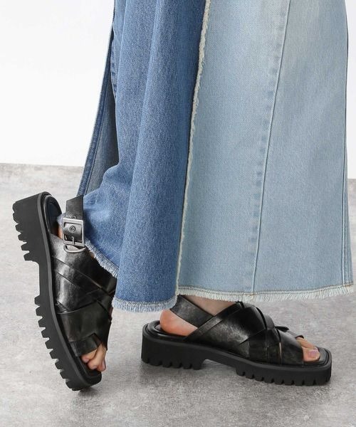 「JEANASIS」 フラットサンダル LARGE ブラック レディース_画像9