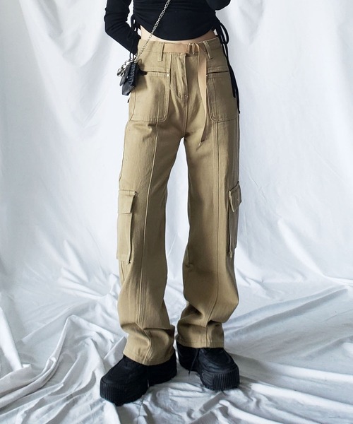 「me+em select」 デニムパンツ MEDIUM グリーン レディース_画像2