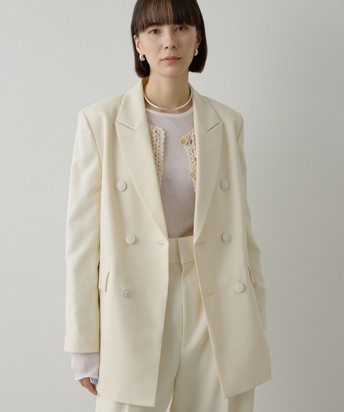 Whim Gazette ベージュ ダブルブレスト テーラードジャケット Whim Gazette（ウィム ガゼット） ジャケット テーラードジャケット