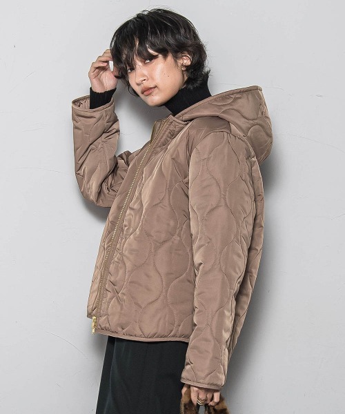 ダウンコート ダウンジャケット 「WEB限定」キルティング&times;ボアブルゾン「手洗い可能」 レディース