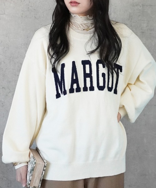 Emma（エマ） ニット セーター ワッペン刺繍ロゴニットプルオーバー