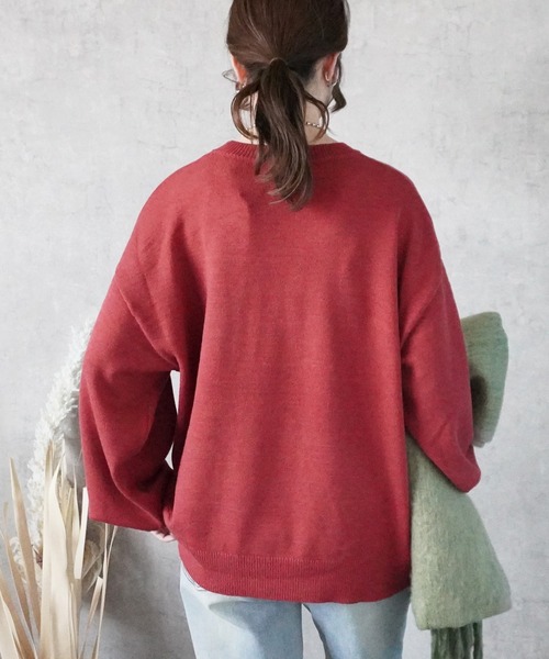 Emma（エマ） ニット セーター ワッペン刺繍ロゴニットプルオーバー