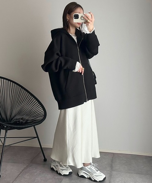 「Eclat one」 ジップアップパーカー FREE アイボリー レディース_画像6