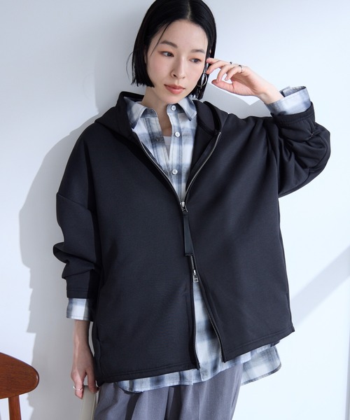 ゴールドジップアップパーカー（レディースファッション