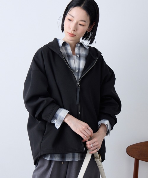 sono ブラック　ダブルニット レディフーディ Sono（ソーノ）の「【SONO/ソーノ】レディライクダブルニットフーディ