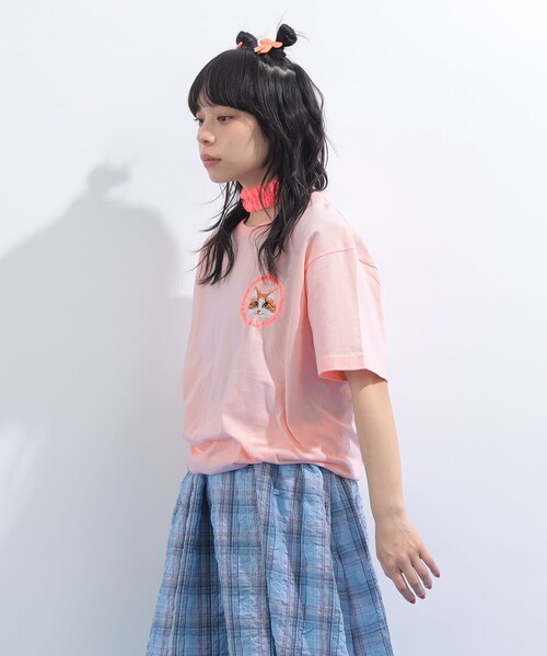 mmts（マミタス） tシャツ ラブリーピンク刺繍 Tシャツ 旅行