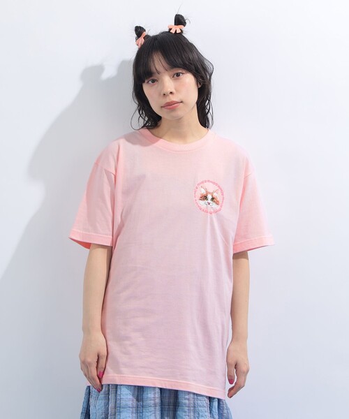 新品　ピンクロゴ　トップス　Mサイズ　ジャザサイズ mmts（マミタス） tシャツ ラブリーピンク刺繍 Tシャツ 旅行