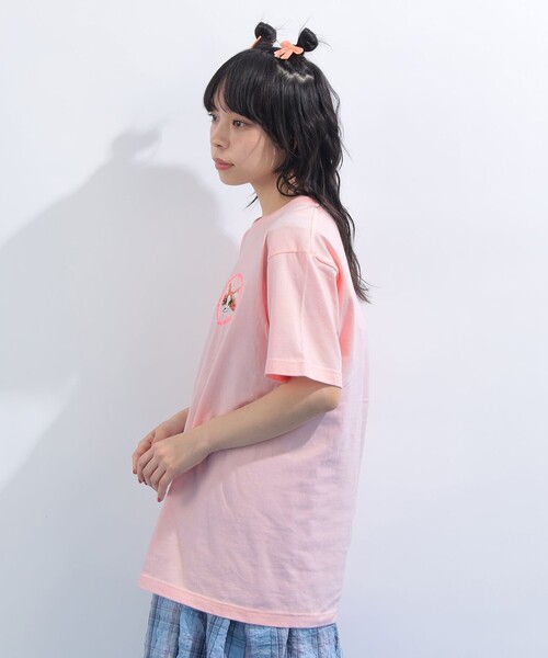 mmts（マミタス） tシャツ ラブリーピンク刺繍 Tシャツ 旅行