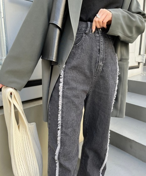 「nemne store」 デニムパンツ MEDIUM ブラック レディース_画像2