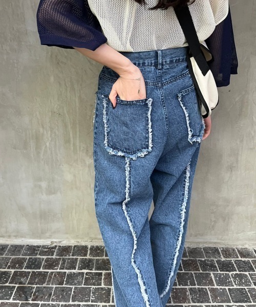 「nemne store」 デニムパンツ MEDIUM ブラック レディース_画像5