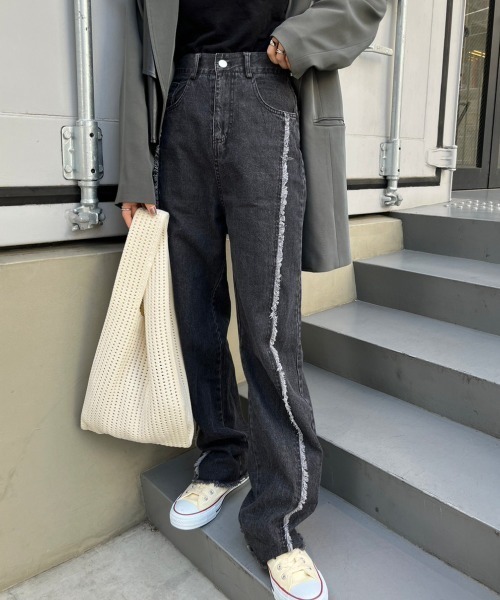 「nemne store」 デニムパンツ MEDIUM ブラック レディース_画像9