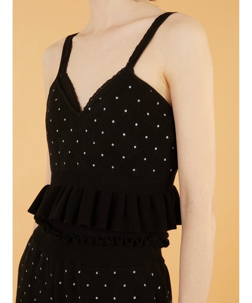 カレンソロジー購入】クリンクルクリンクルクリンクル/フリルドットキャミ dot frill cami | BLACK 完売crinkle crinkle crinkle dot frill cami