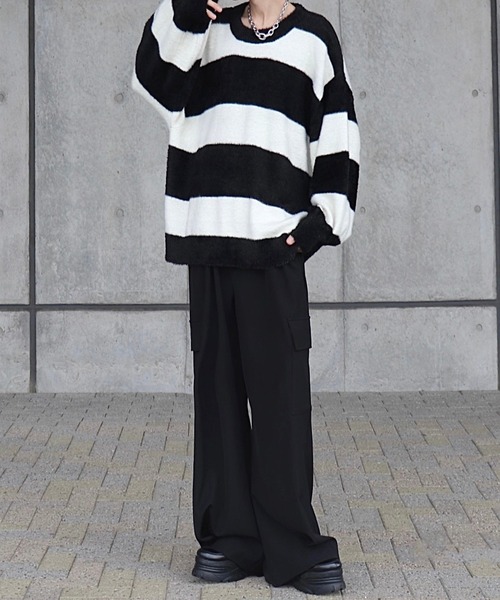 「Loose/ルース」 長袖ニット M ダークグレー メンズ_画像4