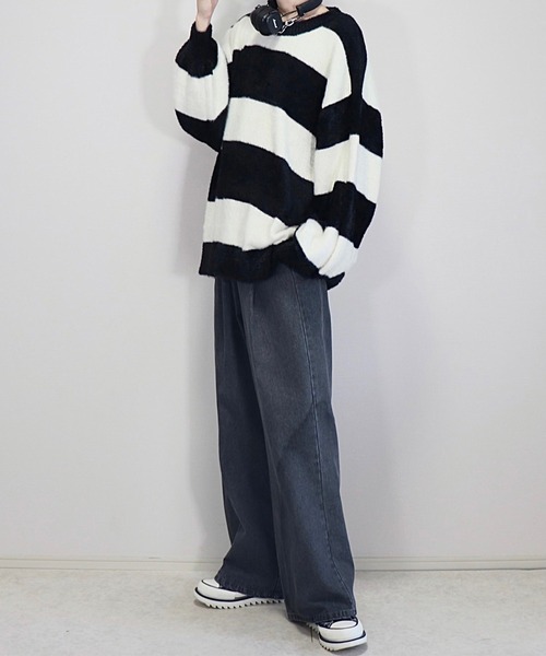 「Loose/ルース」 長袖ニット M ダークグレー メンズ_画像5