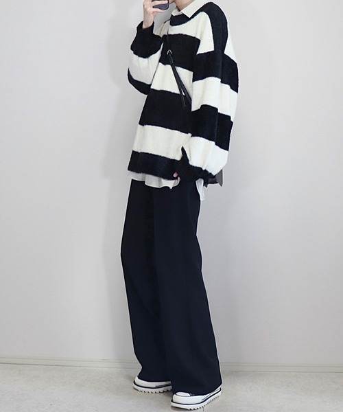 「Loose/ルース」 長袖ニット M ダークグレー メンズ_画像6