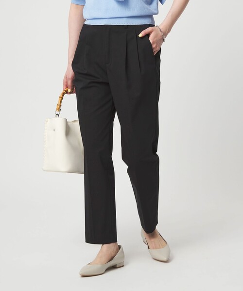 スラックス パンツ 「size SHORT/TALLあり」Daily Chic タック スリム パンツ レディースの画像