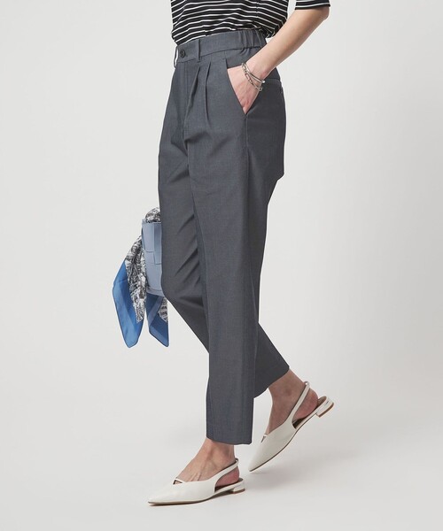 スラックス パンツ 「size SHORT/TALLあり」Daily Chic タック スリム パンツ レディースの画像