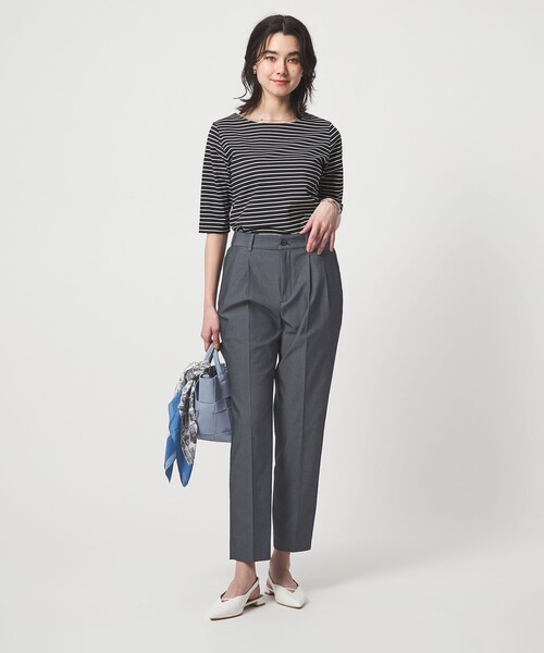 スラックス パンツ 「size SHORT/TALLあり」Daily Chic タック スリム パンツ レディースの画像