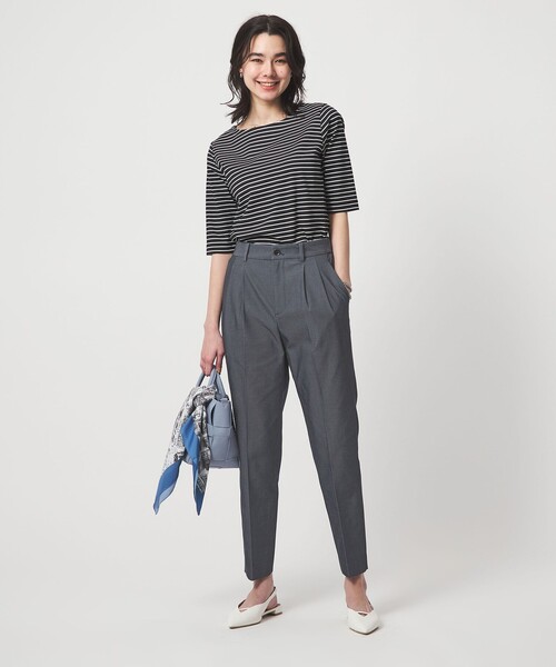 スラックス パンツ 「size SHORT/TALLあり」Daily Chic タック スリム パンツ レディースの画像