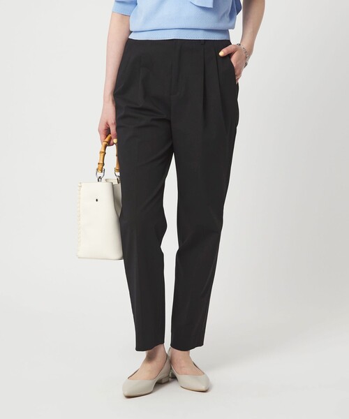 スラックス パンツ 「size SHORT/TALLあり」Daily Chic タック スリム パンツ レディースの画像