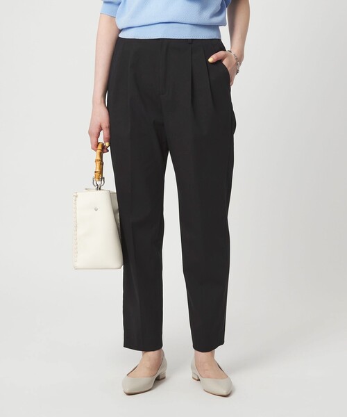 スラックス パンツ 「size SHORT/TALLあり」Daily Chic タック スリム パンツ レディースの画像