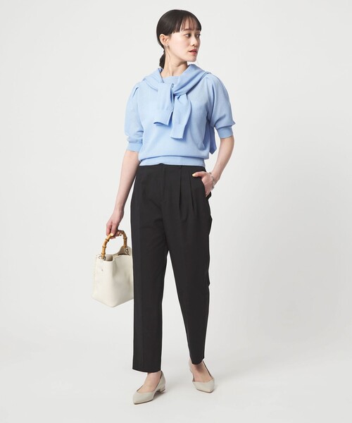 スラックス パンツ 「size SHORT/TALLあり」Daily Chic タック スリム パンツ レディースの画像