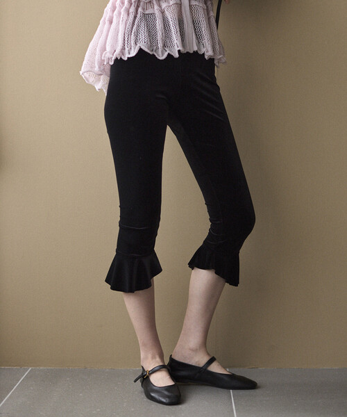 レギンス スパッツ SIMONE WILD/シモーネワイルド VELVET VOLANT CAPRI