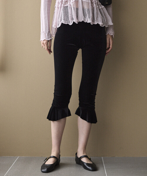 レギンス スパッツ SIMONE WILD/シモーネワイルド VELVET VOLANT CAPRI