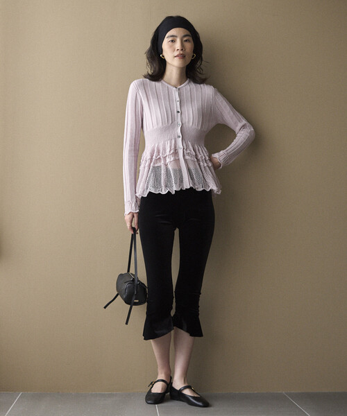 レギンス スパッツ SIMONE WILD/シモーネワイルド VELVET VOLANT CAPRI