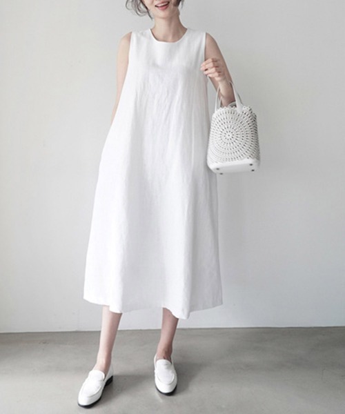 「Miniministore」 ノースリーブワンピース X-LARGE ホワイト レディース_画像3