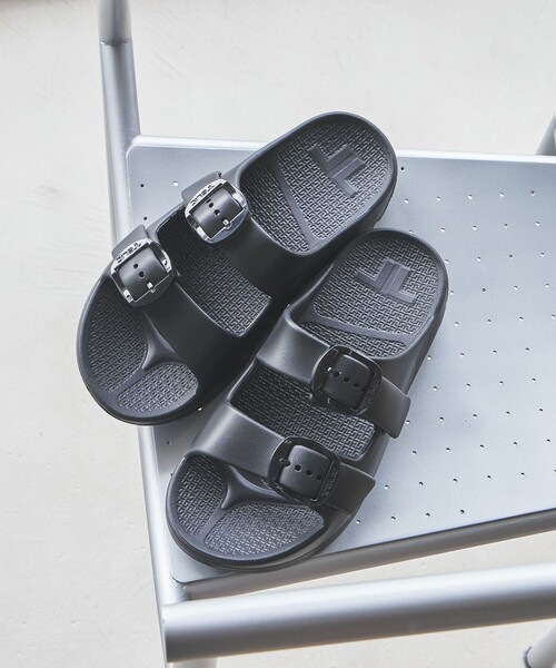 ブラック ダブルバックル 厚底サンダル TELIC（テリック） 厚底 サンダル 「別注」「TELIC×Begin×GLR」 ダブル